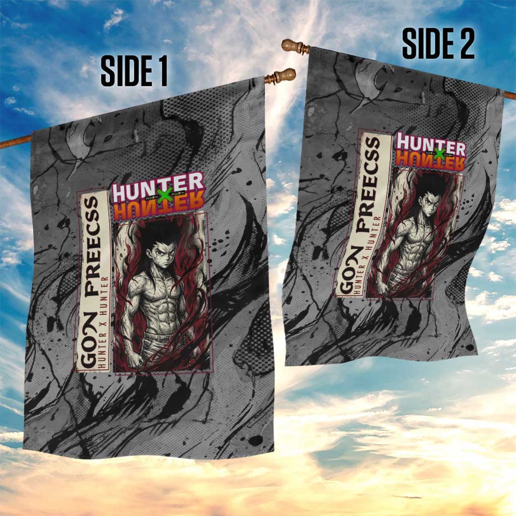 Gon Freecss Hunter x Hunter Dark Grunge Design Garden Flag with Transformation Artwork and Anime Graphic Elements - The Mazicc