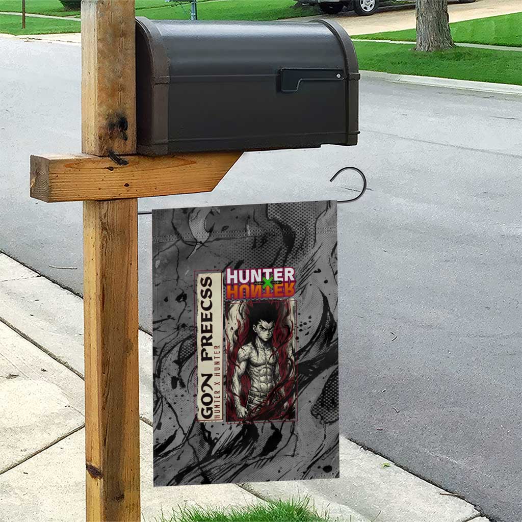 Gon Freecss Hunter x Hunter Dark Grunge Design Garden Flag with Transformation Artwork and Anime Graphic Elements - The Mazicc