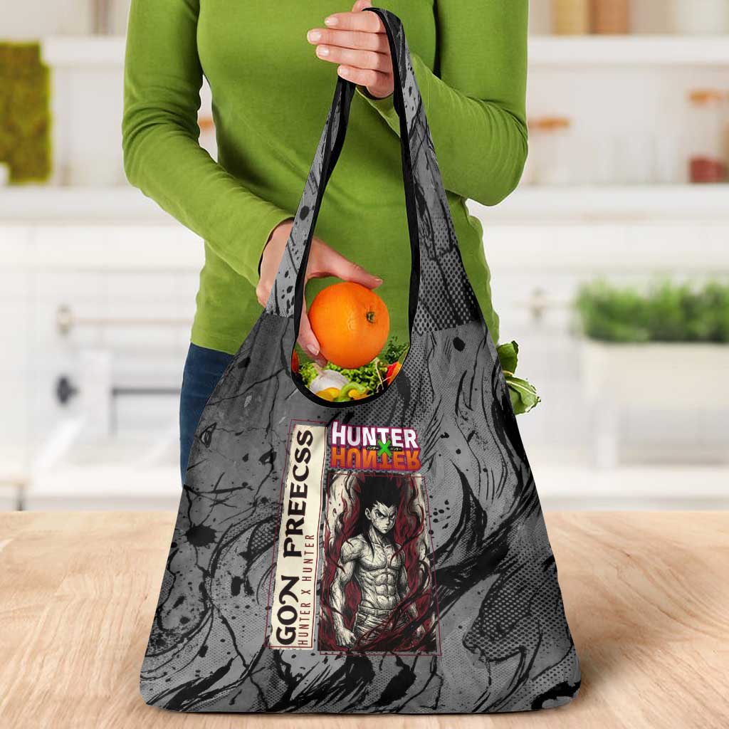 Gon Freecss Hunter x Hunter Dark Grunge Design Grocery Bag with Transformation Artwork and Anime Graphic Elements - The Mazicc