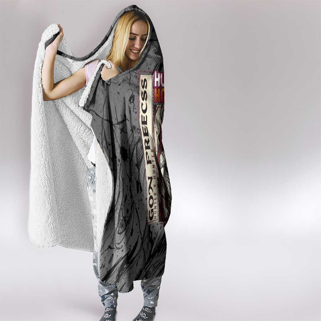 Gon Freecss Hunter x Hunter Dark Grunge Design Hooded Blanket with Transformation Artwork and Anime Graphic Elements - The Mazicc