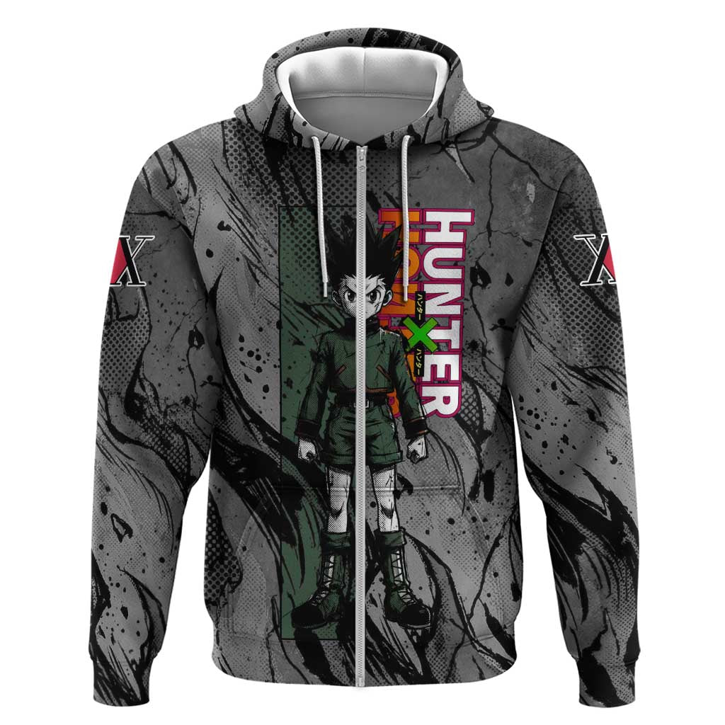 Gon Freecss Hunter x Hunter Dark Grunge Design Hoodie with Transformation Artwork and Anime Graphic Elements - The Mazicc