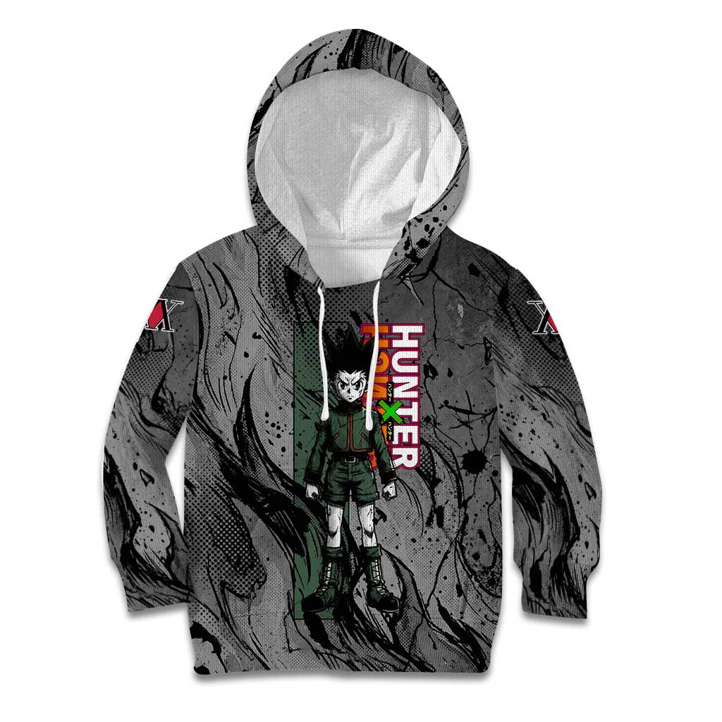 Gon Freecss Hunter x Hunter Dark Grunge Design Kid Hoodie with Transformation Artwork and Anime Graphic Elements - The Mazicc