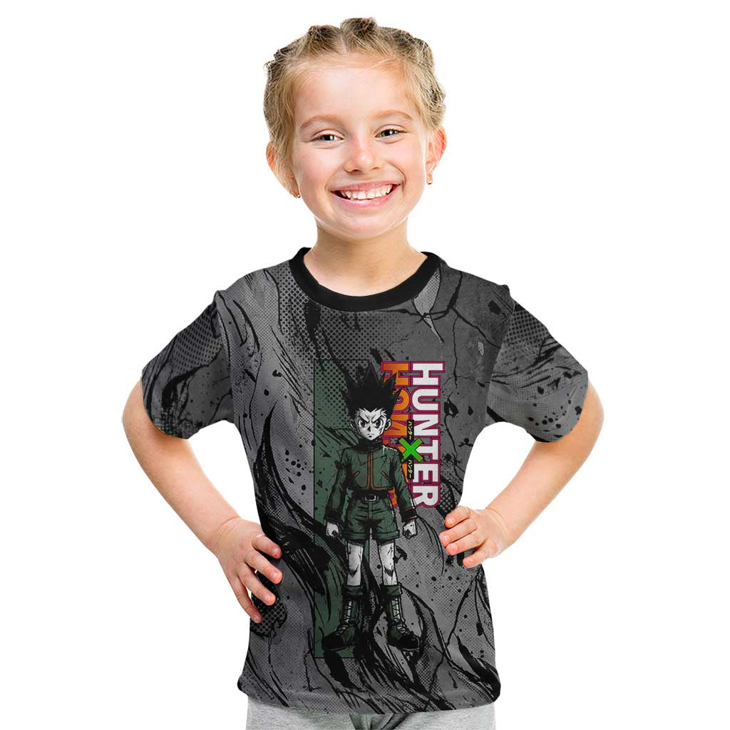 Gon Freecss Hunter x Hunter Dark Grunge Design Kid T Shirt with Transformation Artwork and Anime Graphic Elements - The Mazicc