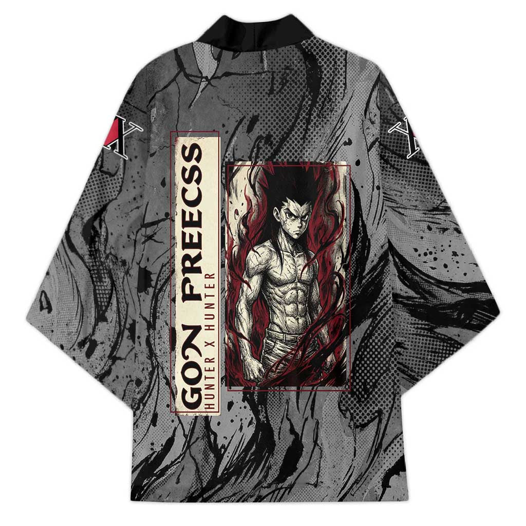 Gon Freecss Hunter x Hunter Dark Grunge Design Kimono with Transformation Artwork and Anime Graphic Elements - The Mazicc
