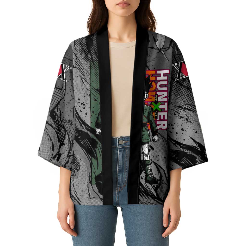Gon Freecss Hunter x Hunter Dark Grunge Design Kimono with Transformation Artwork and Anime Graphic Elements - The Mazicc