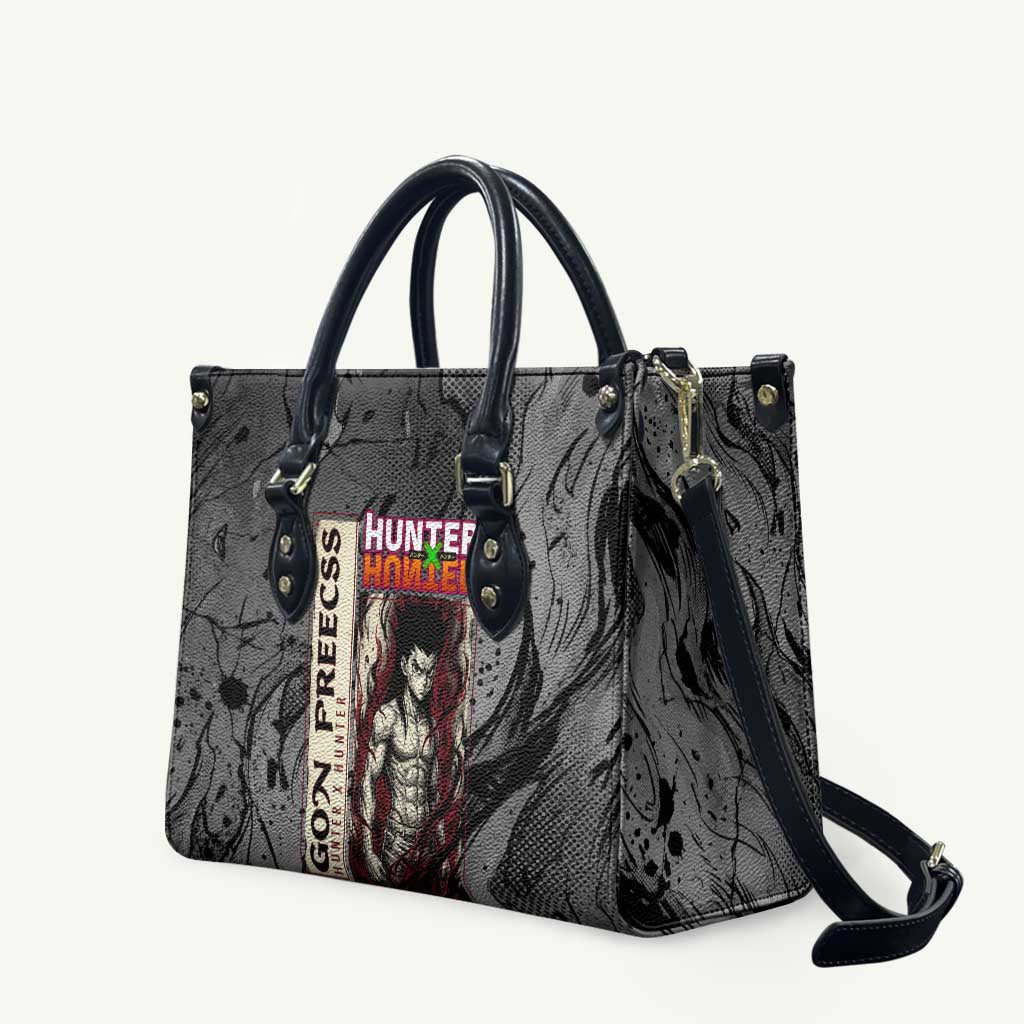 Gon Freecss Hunter x Hunter Dark Grunge Design Leather Bag with Transformation Artwork and Anime Graphic Elements - The Mazicc