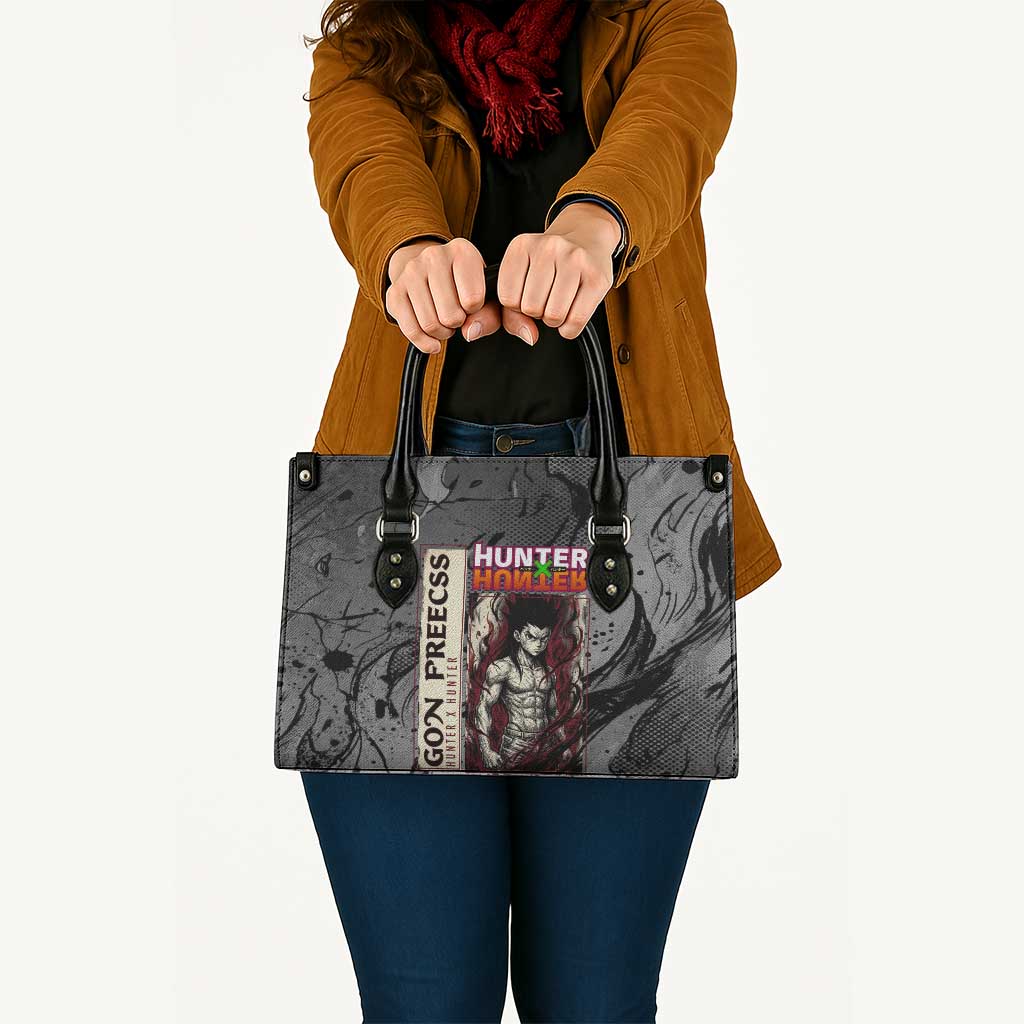 Gon Freecss Hunter x Hunter Dark Grunge Design Leather Bag with Transformation Artwork and Anime Graphic Elements - The Mazicc