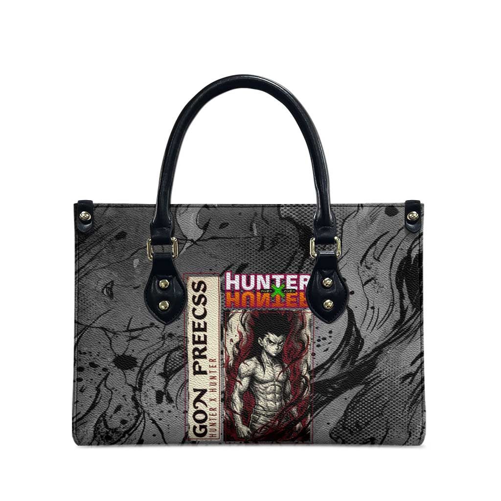 Gon Freecss Hunter x Hunter Dark Grunge Design Leather Bag with Transformation Artwork and Anime Graphic Elements - The Mazicc