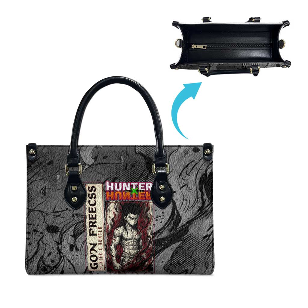 Gon Freecss Hunter x Hunter Dark Grunge Design Leather Bag with Transformation Artwork and Anime Graphic Elements - The Mazicc