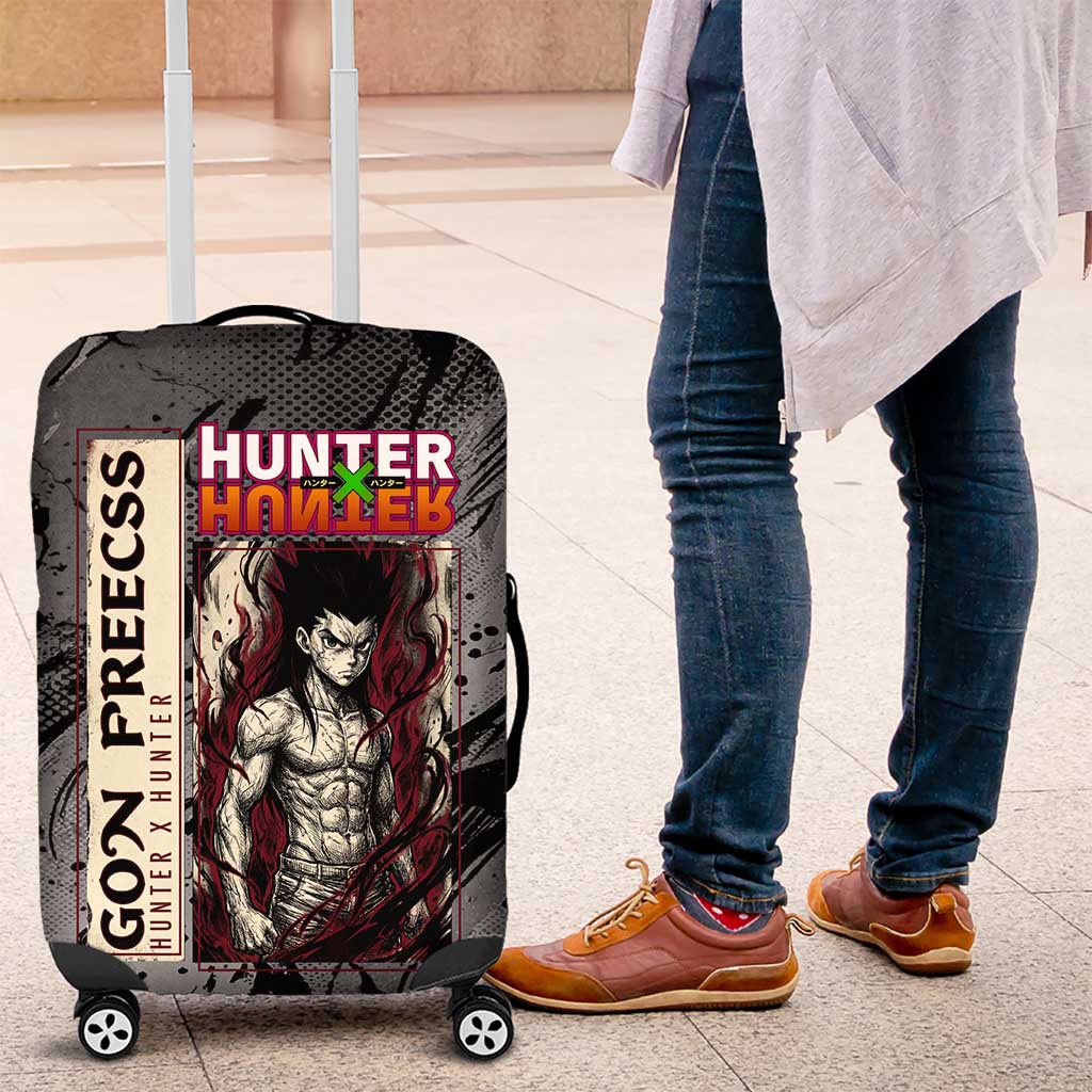 Gon Freecss Hunter x Hunter Dark Grunge Design Luggage Cover with Transformation Artwork and Anime Graphic Elements - The Mazicc
