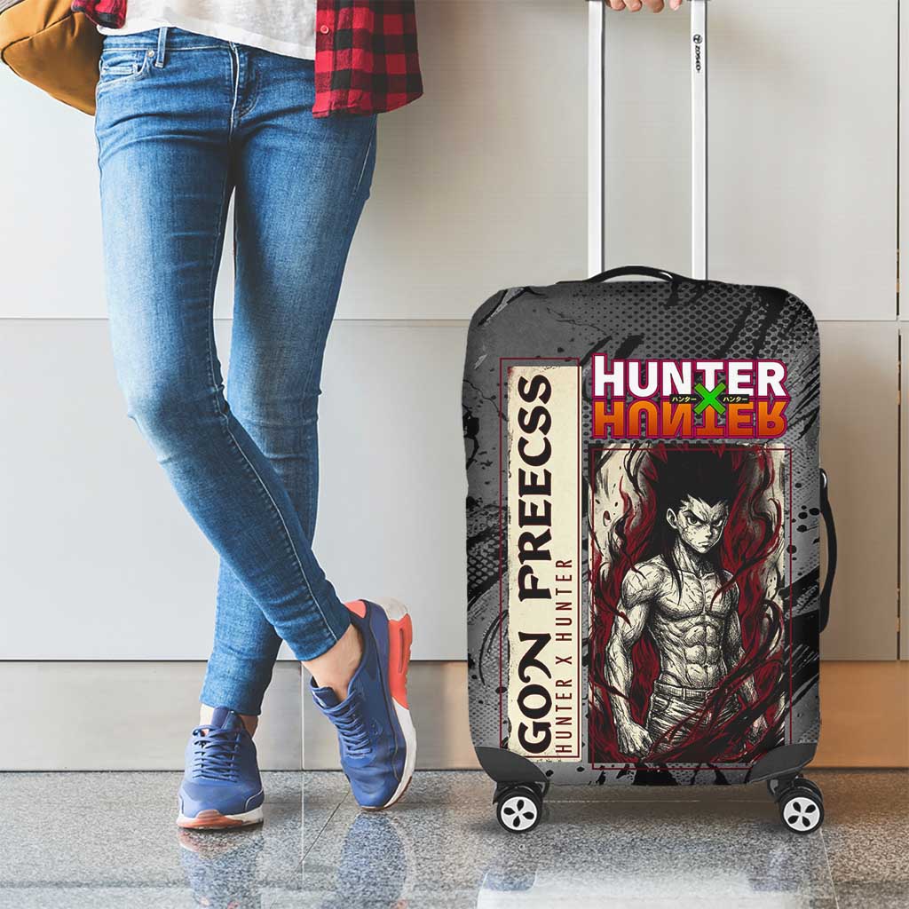 Gon Freecss Hunter x Hunter Dark Grunge Design Luggage Cover with Transformation Artwork and Anime Graphic Elements - The Mazicc