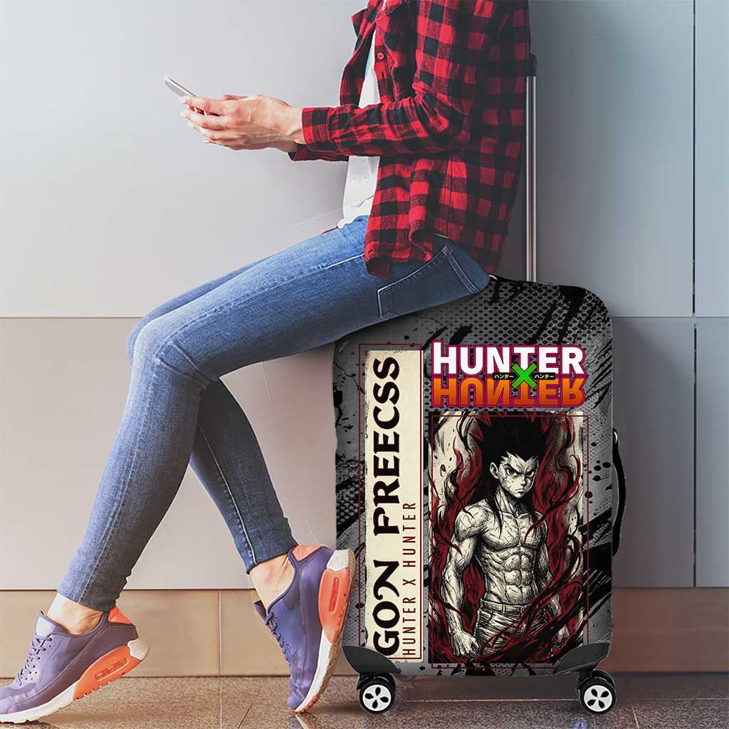 Gon Freecss Hunter x Hunter Dark Grunge Design Luggage Cover with Transformation Artwork and Anime Graphic Elements - The Mazicc