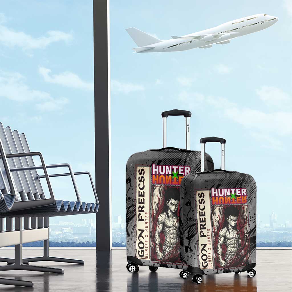 Gon Freecss Hunter x Hunter Dark Grunge Design Luggage Cover with Transformation Artwork and Anime Graphic Elements - The Mazicc