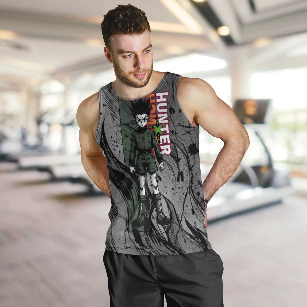 Gon Freecss Hunter x Hunter Dark Grunge Design Men Tank Top with Transformation Artwork and Anime Graphic Elements - The Mazicc