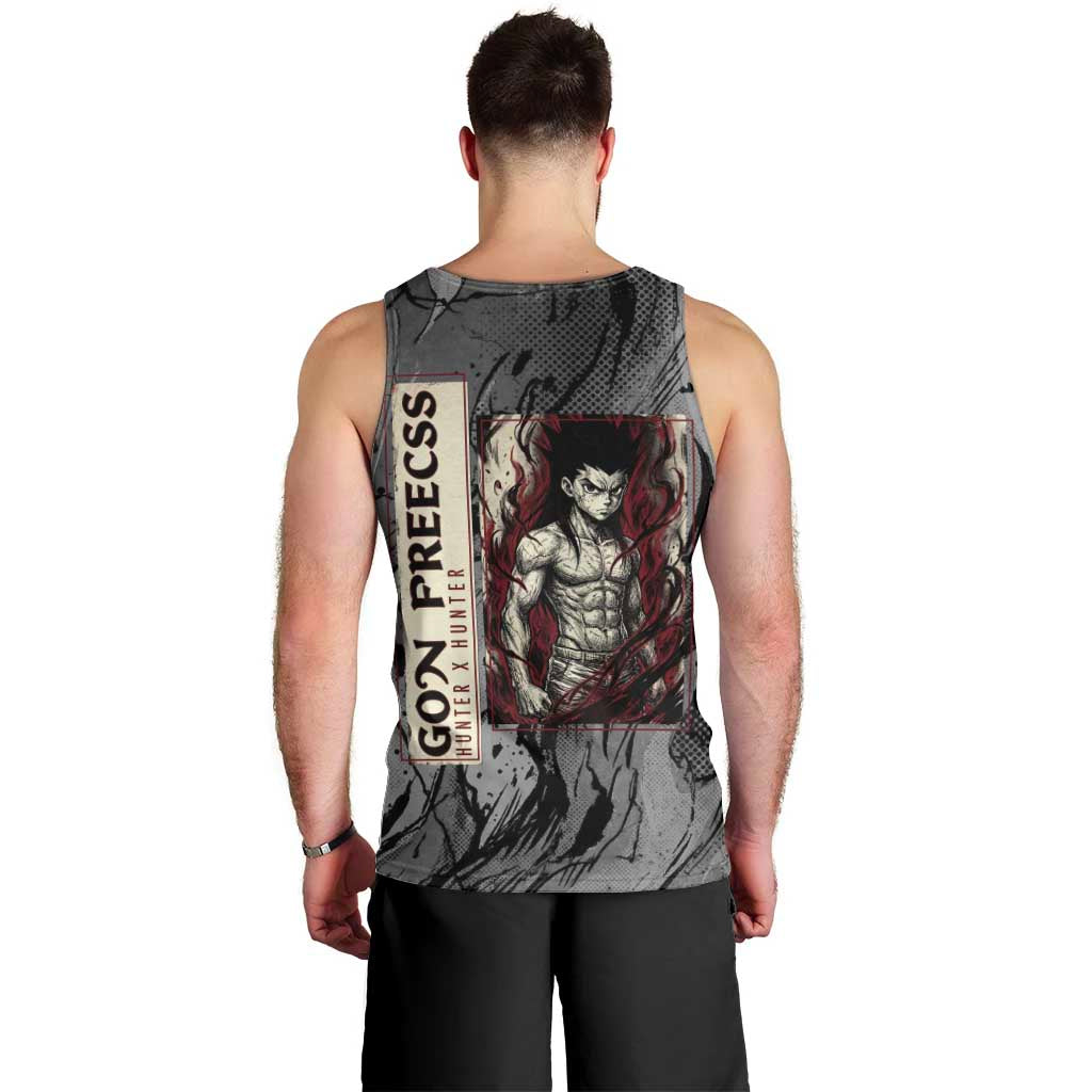 Gon Freecss Hunter x Hunter Dark Grunge Design Men Tank Top with Transformation Artwork and Anime Graphic Elements - The Mazicc