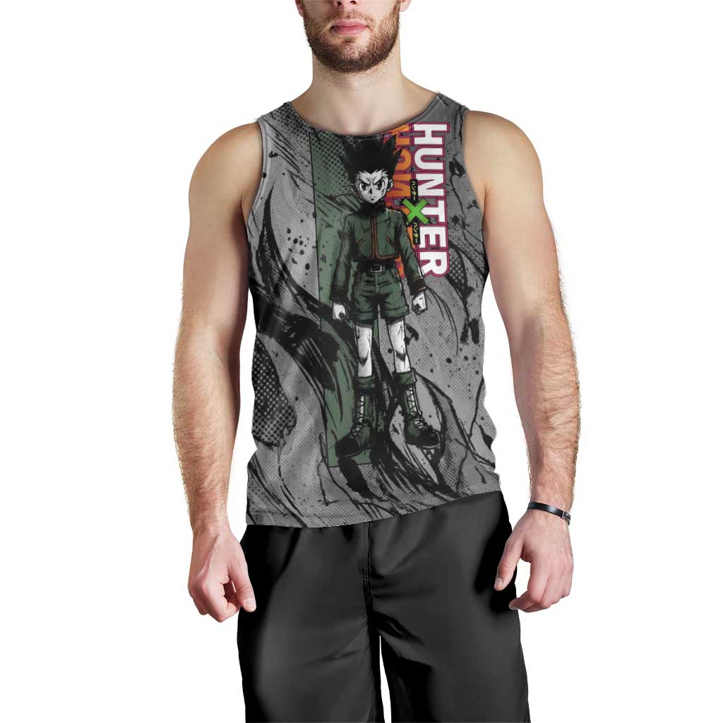 Gon Freecss Hunter x Hunter Dark Grunge Design Men Tank Top with Transformation Artwork and Anime Graphic Elements - The Mazicc