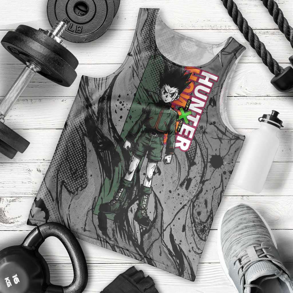 Gon Freecss Hunter x Hunter Dark Grunge Design Men Tank Top with Transformation Artwork and Anime Graphic Elements - The Mazicc