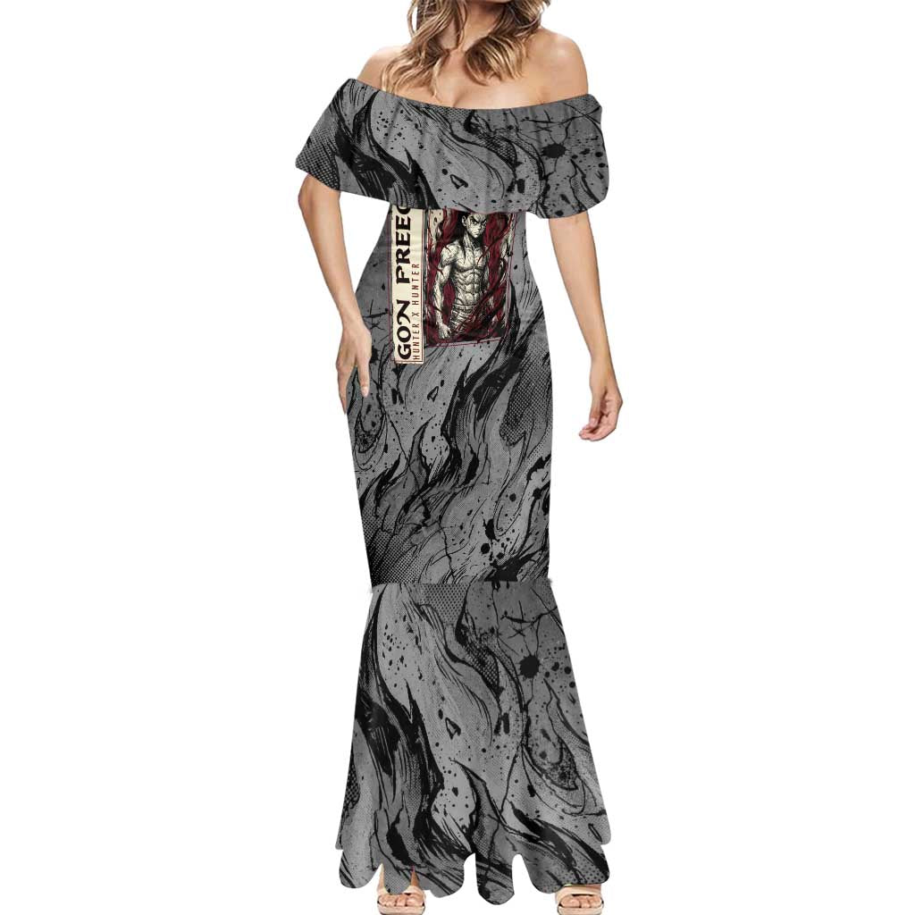Gon Freecss Hunter x Hunter Dark Grunge Design Mermaid Dress with Transformation Artwork and Anime Graphic Elements - The Mazicc