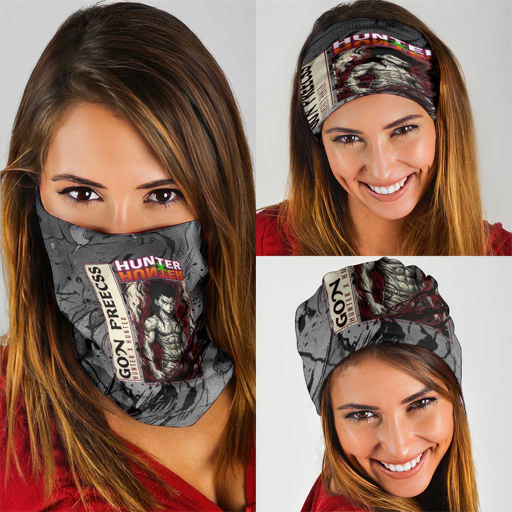 Gon Freecss Hunter x Hunter Dark Grunge Design Neck Gaiter with Transformation Artwork and Anime Graphic Elements - The Mazicc