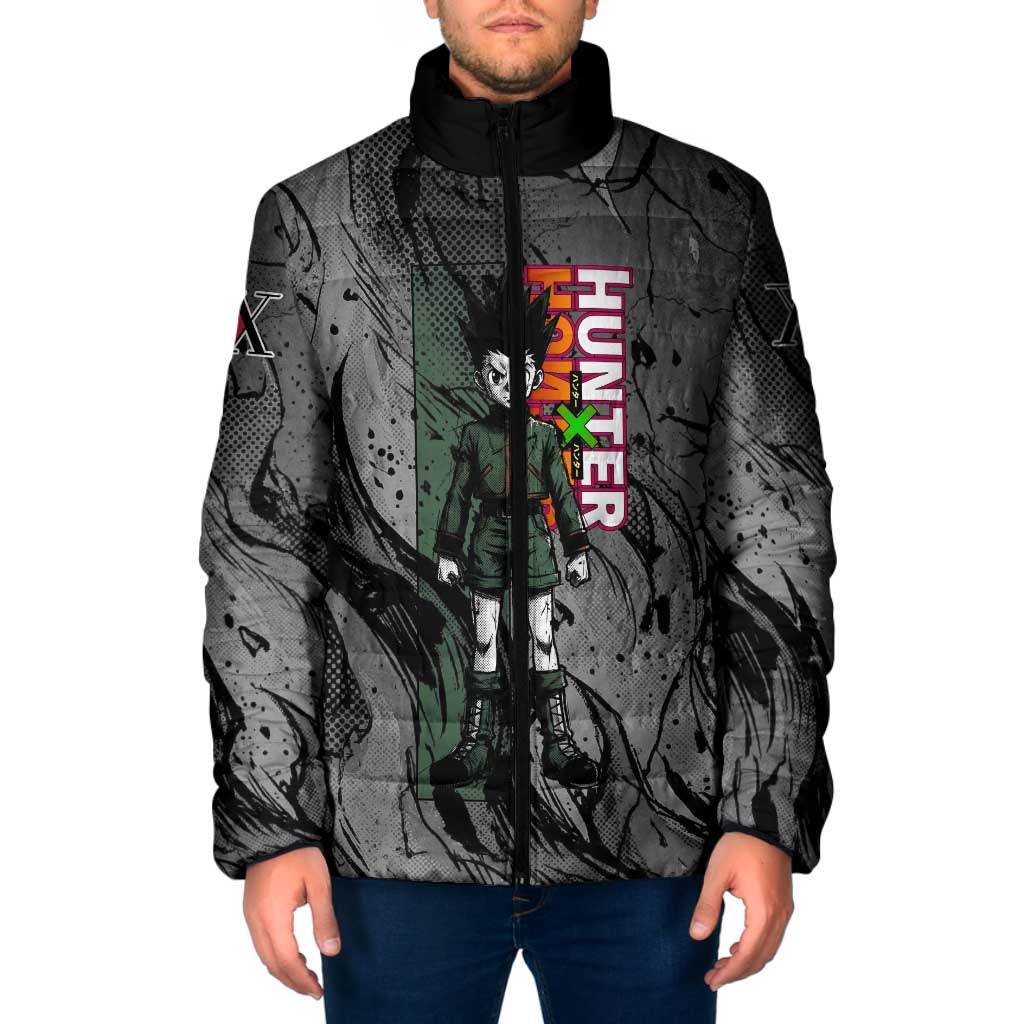Gon Freecss Hunter x Hunter Dark Grunge Design Padded Jacket with Transformation Artwork and Anime Graphic Elements - The Mazicc