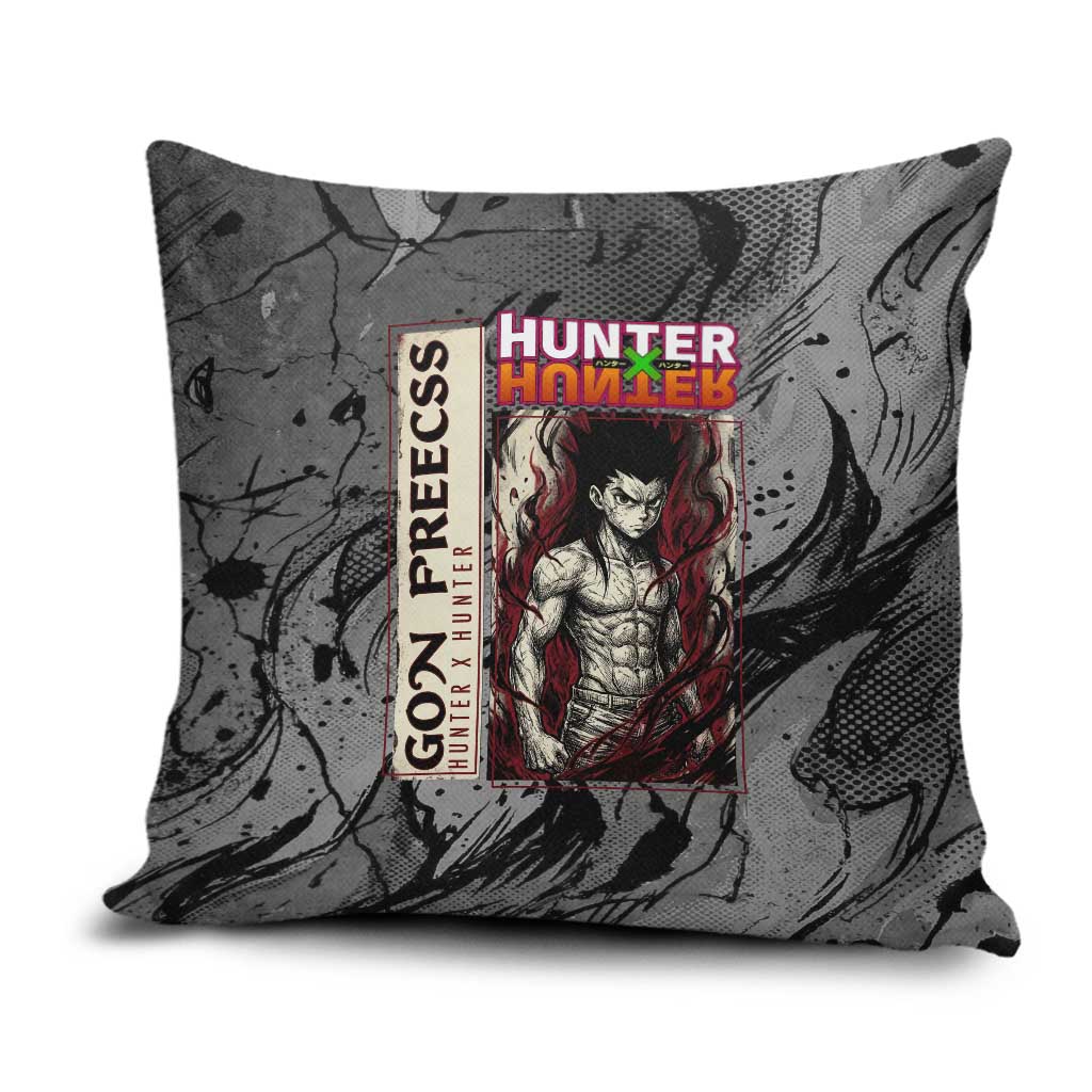 Gon Freecss Hunter x Hunter Dark Grunge Design Pillow Cover with Transformation Artwork and Anime Graphic Elements - The Mazicc