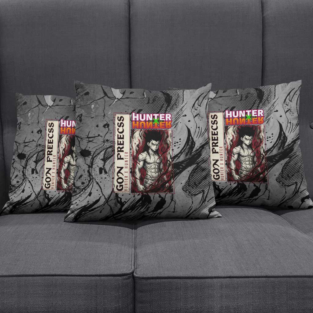 Gon Freecss Hunter x Hunter Dark Grunge Design Pillow Cover with Transformation Artwork and Anime Graphic Elements - The Mazicc