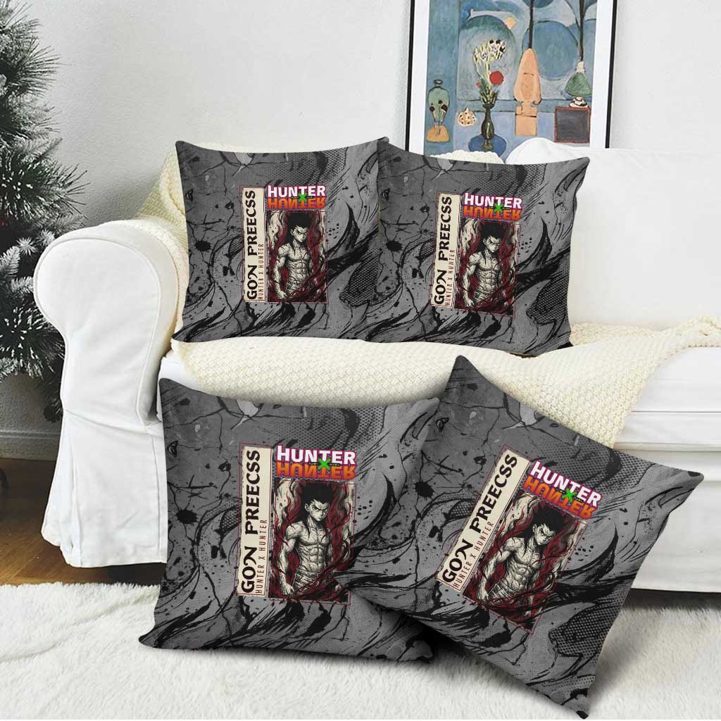 Gon Freecss Hunter x Hunter Dark Grunge Design Pillow Cover with Transformation Artwork and Anime Graphic Elements - The Mazicc