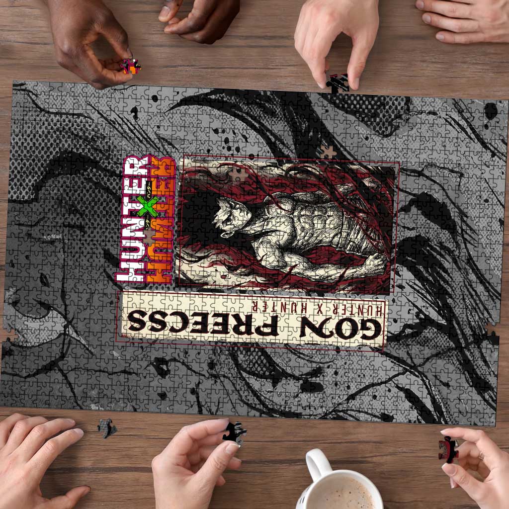 Gon Freecss Hunter x Hunter Dark Grunge Design Puzzle with Transformation Artwork and Anime Graphic Elements - The Mazicc
