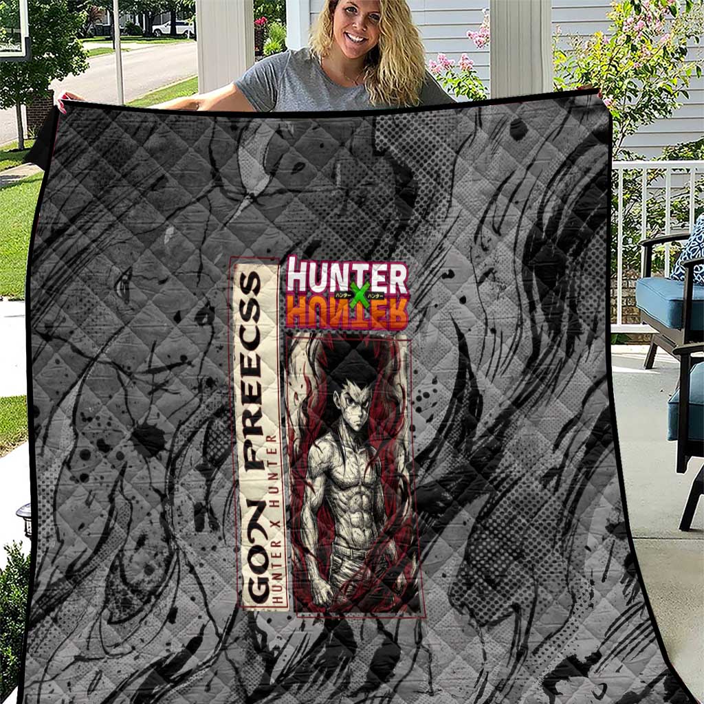 Gon Freecss Hunter x Hunter Dark Grunge Design Quilt with Transformation Artwork and Anime Graphic Elements - The Mazicc