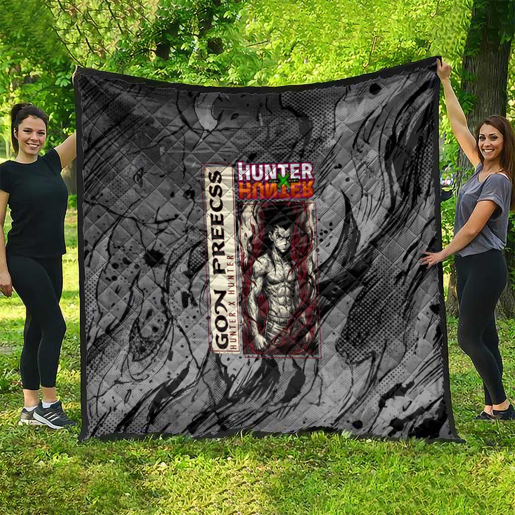 Gon Freecss Hunter x Hunter Dark Grunge Design Quilt with Transformation Artwork and Anime Graphic Elements - The Mazicc