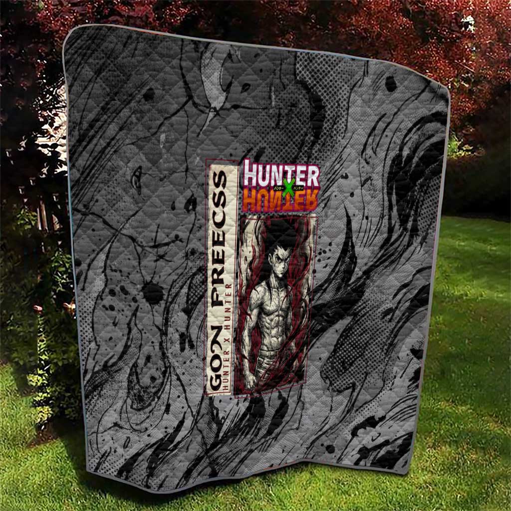 Gon Freecss Hunter x Hunter Dark Grunge Design Quilt with Transformation Artwork and Anime Graphic Elements - The Mazicc