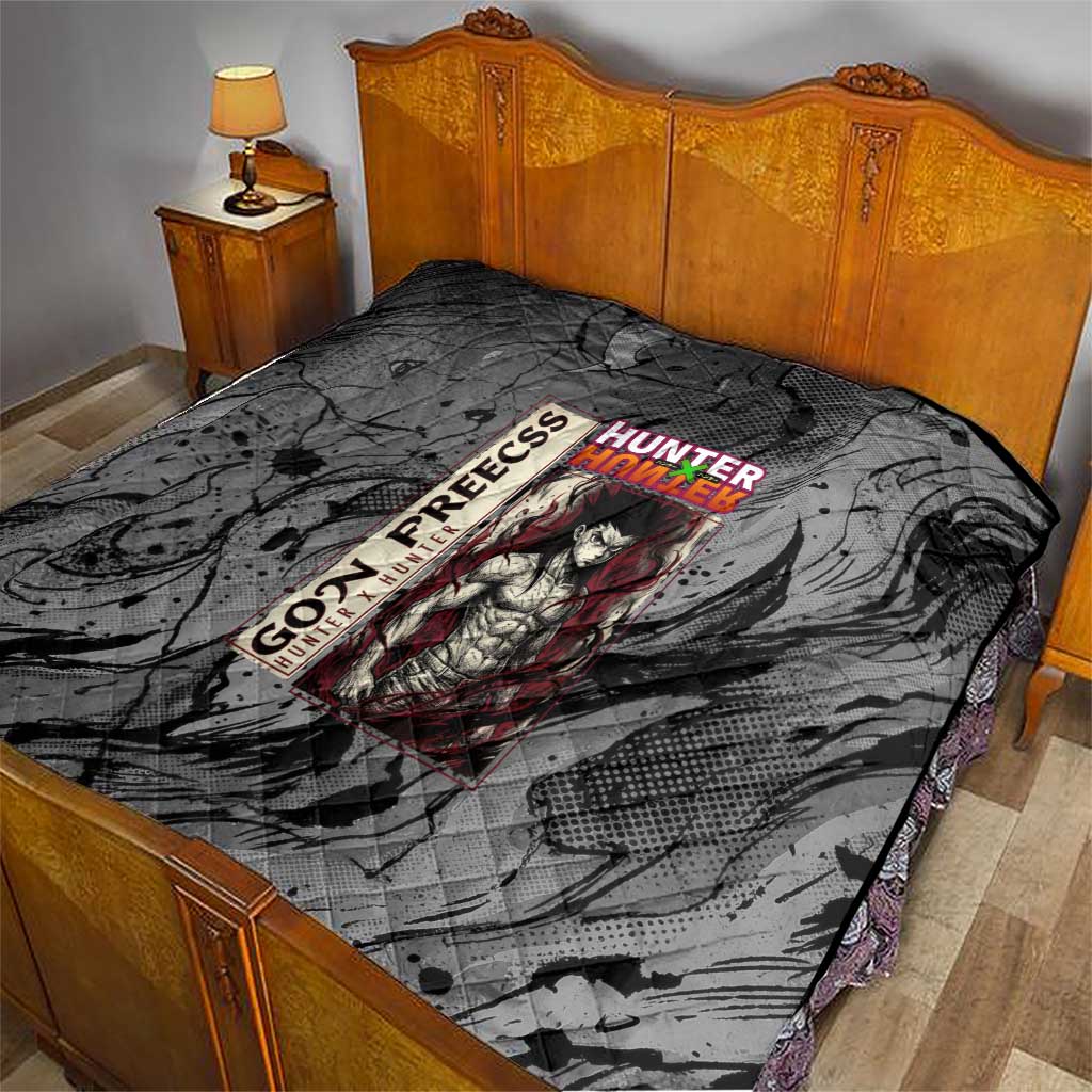 Gon Freecss Hunter x Hunter Dark Grunge Design Quilt with Transformation Artwork and Anime Graphic Elements - The Mazicc