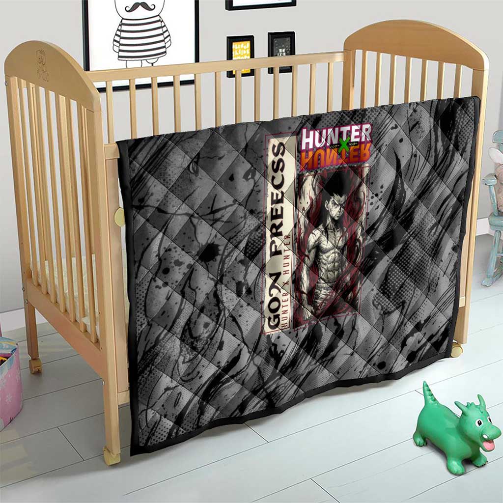 Gon Freecss Hunter x Hunter Dark Grunge Design Quilt with Transformation Artwork and Anime Graphic Elements - The Mazicc