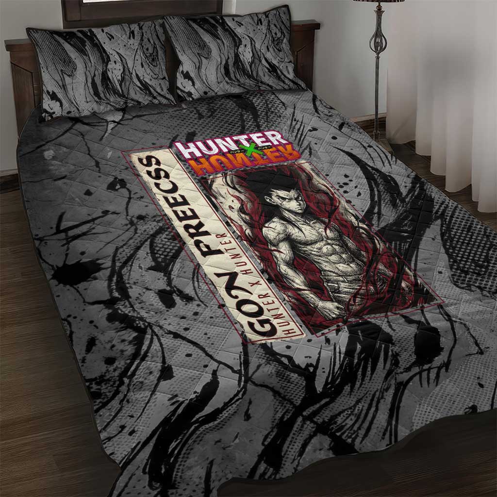 Gon Freecss Hunter x Hunter Dark Grunge Design Quilt Bed Set with Transformation Artwork and Anime Graphic Elements - The Mazicc