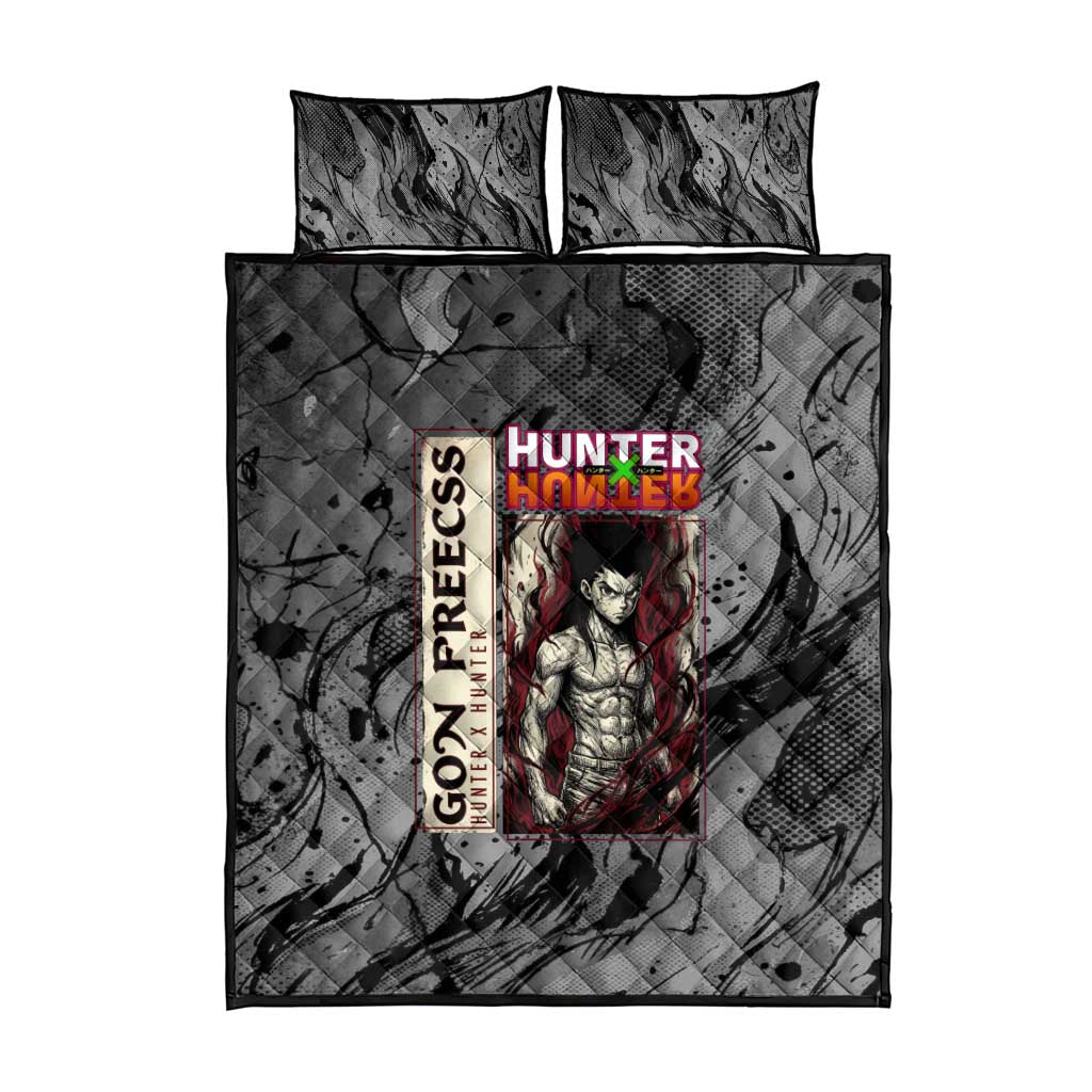 Gon Freecss Hunter x Hunter Dark Grunge Design Quilt Bed Set with Transformation Artwork and Anime Graphic Elements - The Mazicc