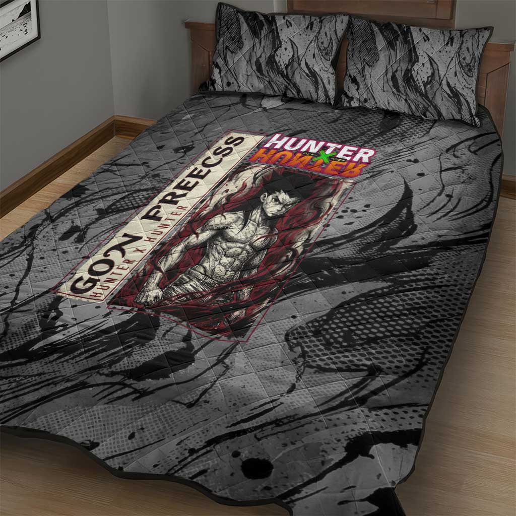 Gon Freecss Hunter x Hunter Dark Grunge Design Quilt Bed Set with Transformation Artwork and Anime Graphic Elements - The Mazicc