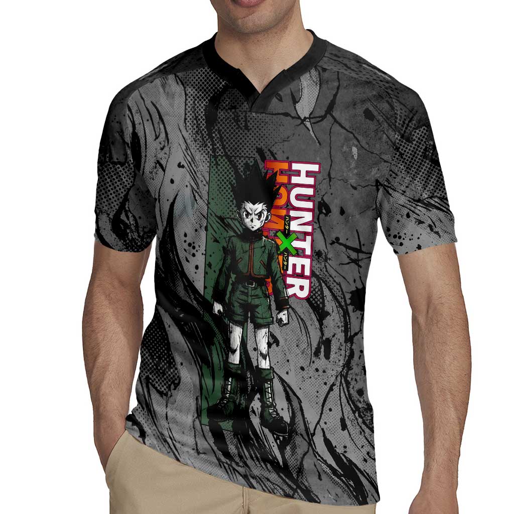 Gon Freecss Hunter x Hunter Dark Grunge Design Rugby Jersey with Transformation Artwork and Anime Graphic Elements - The Mazicc