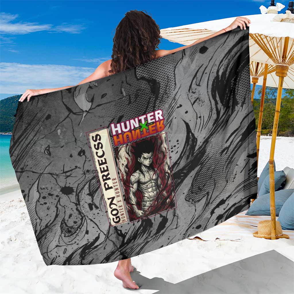 Gon Freecss Hunter x Hunter Dark Grunge Design Sarong with Transformation Artwork and Anime Graphic Elements - The Mazicc