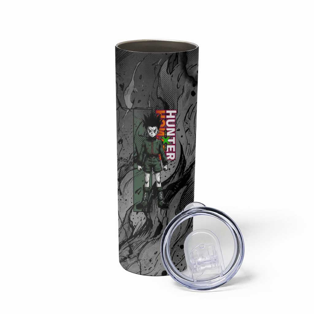 Gon Freecss Hunter x Hunter Dark Grunge Design Skinny Tumbler with Transformation Artwork and Anime Graphic Elements - The Mazicc