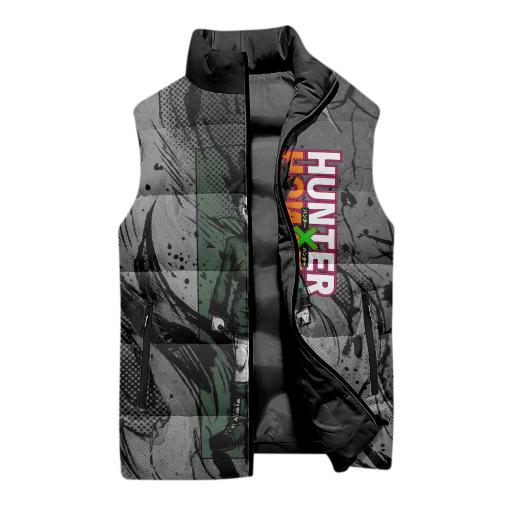Gon Freecss Hunter x Hunter Dark Grunge Design Sleeveless Puffer Jacket with Transformation Artwork and Anime Graphic Elements - The Mazicc