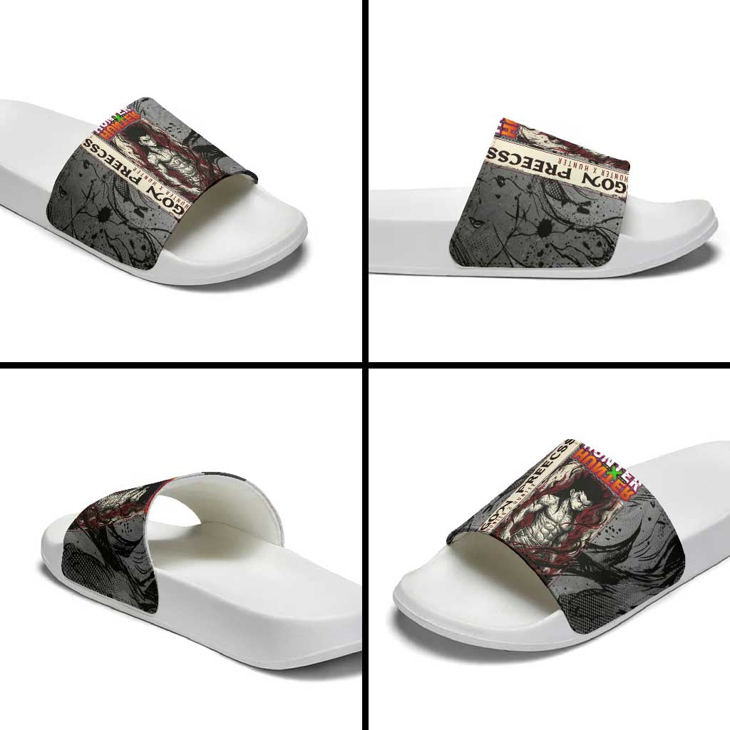 Gon Freecss Hunter x Hunter Dark Grunge Design Slide Sandals with Transformation Artwork and Anime Graphic Elements - The Mazicc