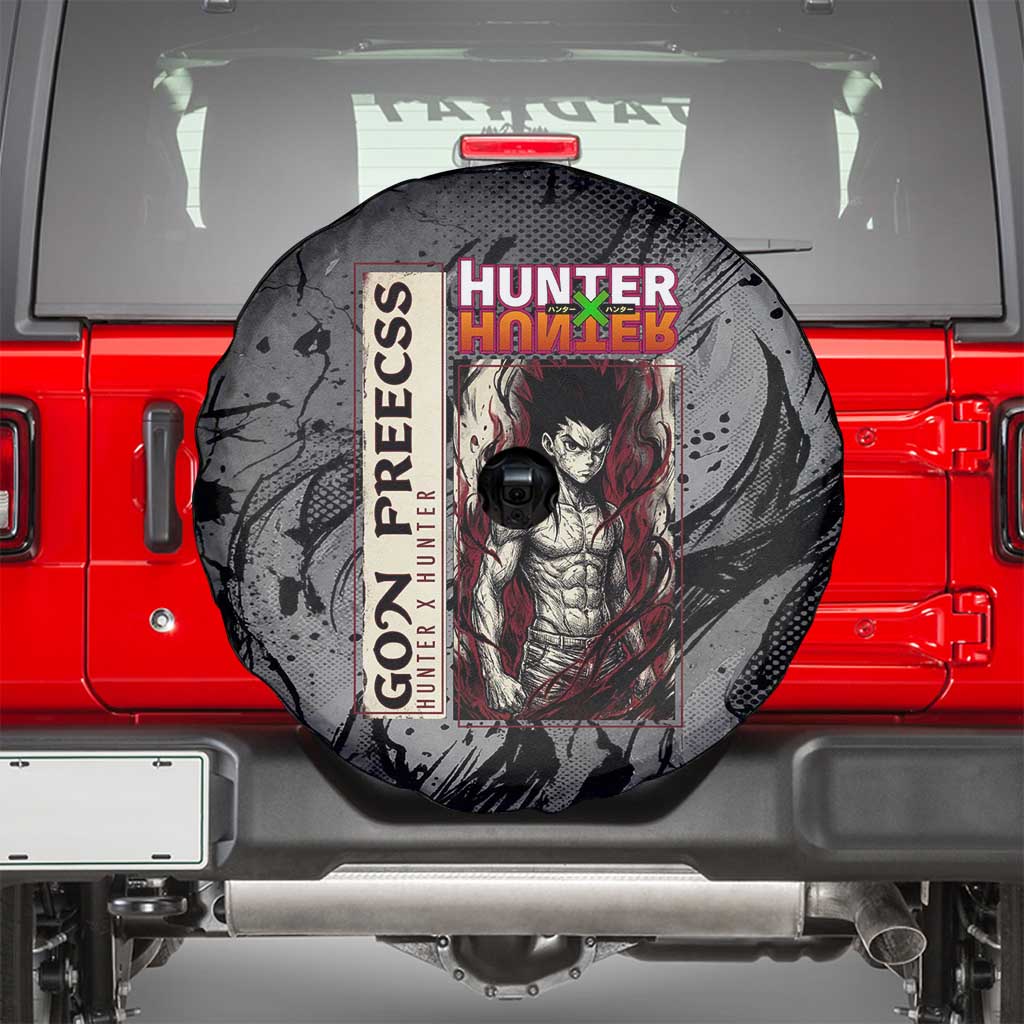 Gon Freecss Hunter x Hunter Dark Grunge Design Spare Tire Cover with Transformation Artwork and Anime Graphic Elements - The Mazicc