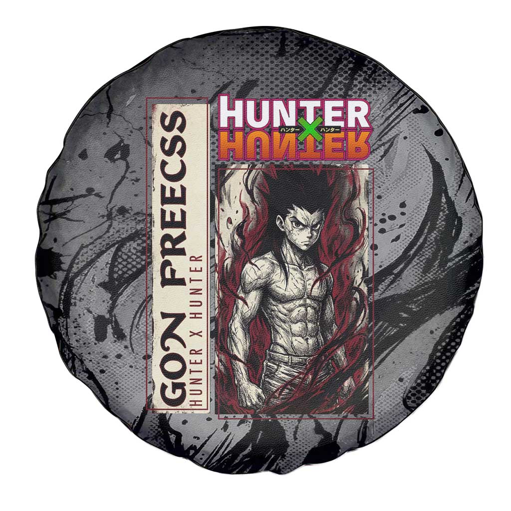 Gon Freecss Hunter x Hunter Dark Grunge Design Spare Tire Cover with Transformation Artwork and Anime Graphic Elements - The Mazicc