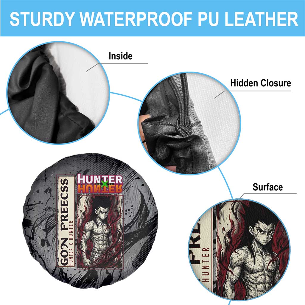 Gon Freecss Hunter x Hunter Dark Grunge Design Spare Tire Cover with Transformation Artwork and Anime Graphic Elements - The Mazicc