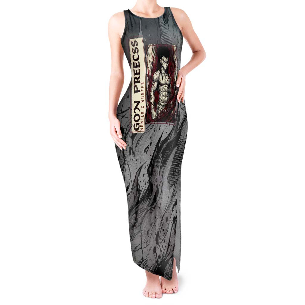 Gon Freecss Hunter x Hunter Dark Grunge Design Tank Maxi Dress with Transformation Artwork and Anime Graphic Elements - The Mazicc