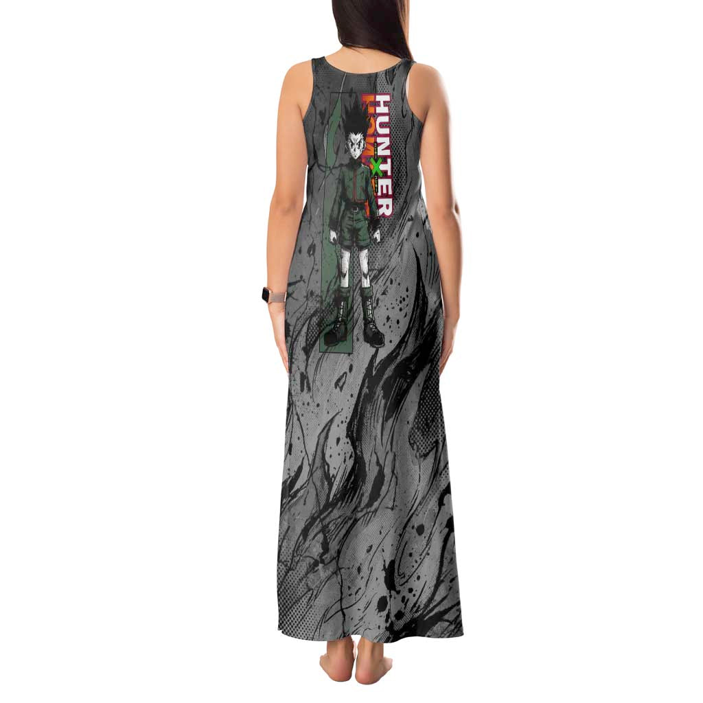 Gon Freecss Hunter x Hunter Dark Grunge Design Tank Maxi Dress with Transformation Artwork and Anime Graphic Elements - The Mazicc