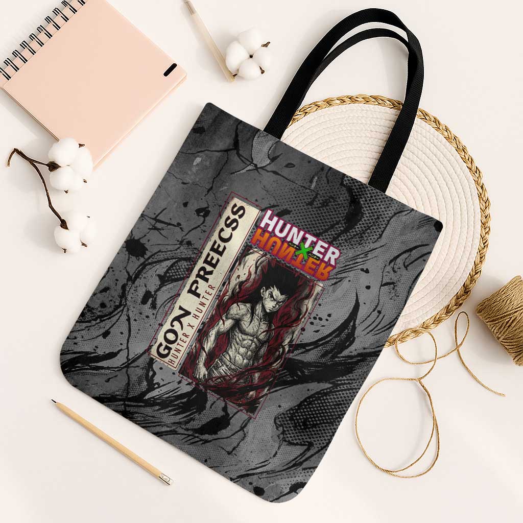 Gon Freecss Hunter x Hunter Dark Grunge Design Tote Bag with Transformation Artwork and Anime Graphic Elements - The Mazicc