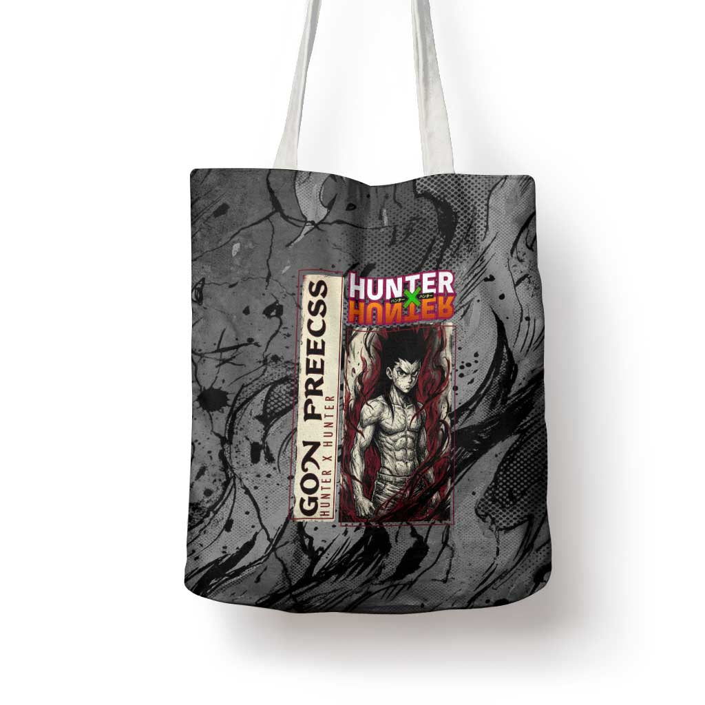 Gon Freecss Hunter x Hunter Dark Grunge Design Tote Bag with Transformation Artwork and Anime Graphic Elements - The Mazicc
