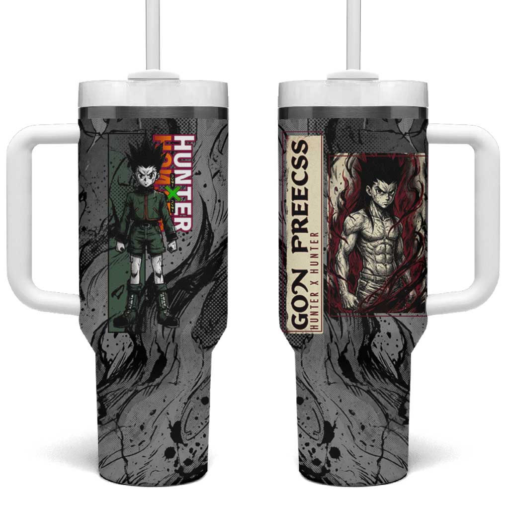 Gon Freecss Hunter x Hunter Dark Grunge Design Tumbler With Handle with Transformation Artwork and Anime Graphic Elements - The Mazicc