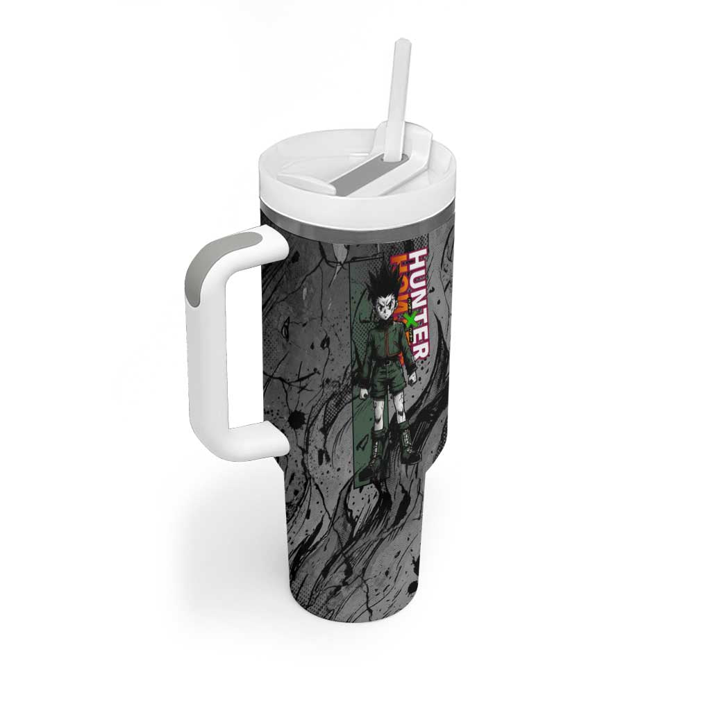 Gon Freecss Hunter x Hunter Dark Grunge Design Tumbler With Handle with Transformation Artwork and Anime Graphic Elements - The Mazicc